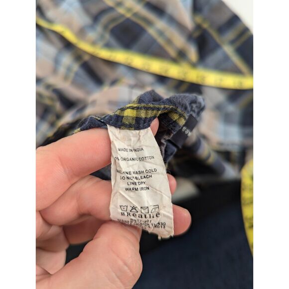 Prana Men's Blue Cotton Flannel Button Up Plaid Long Sleeve Shirt Size Large - Picture 4 of 8